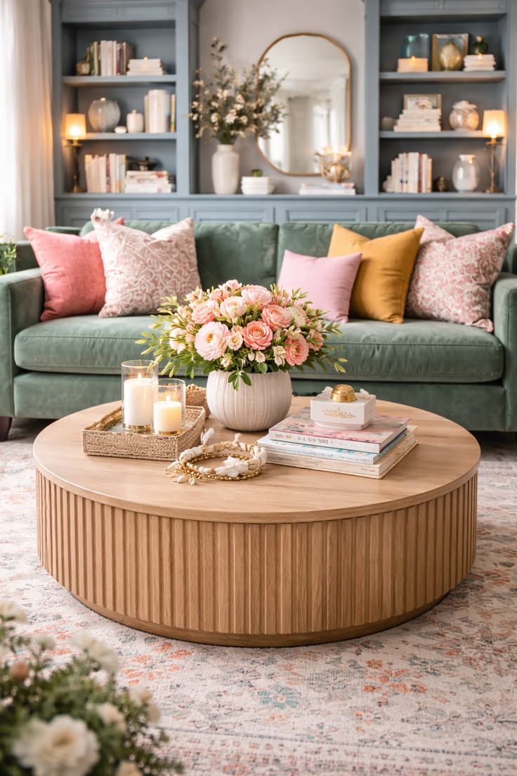 Colorful Living Room Coffee Table Decor