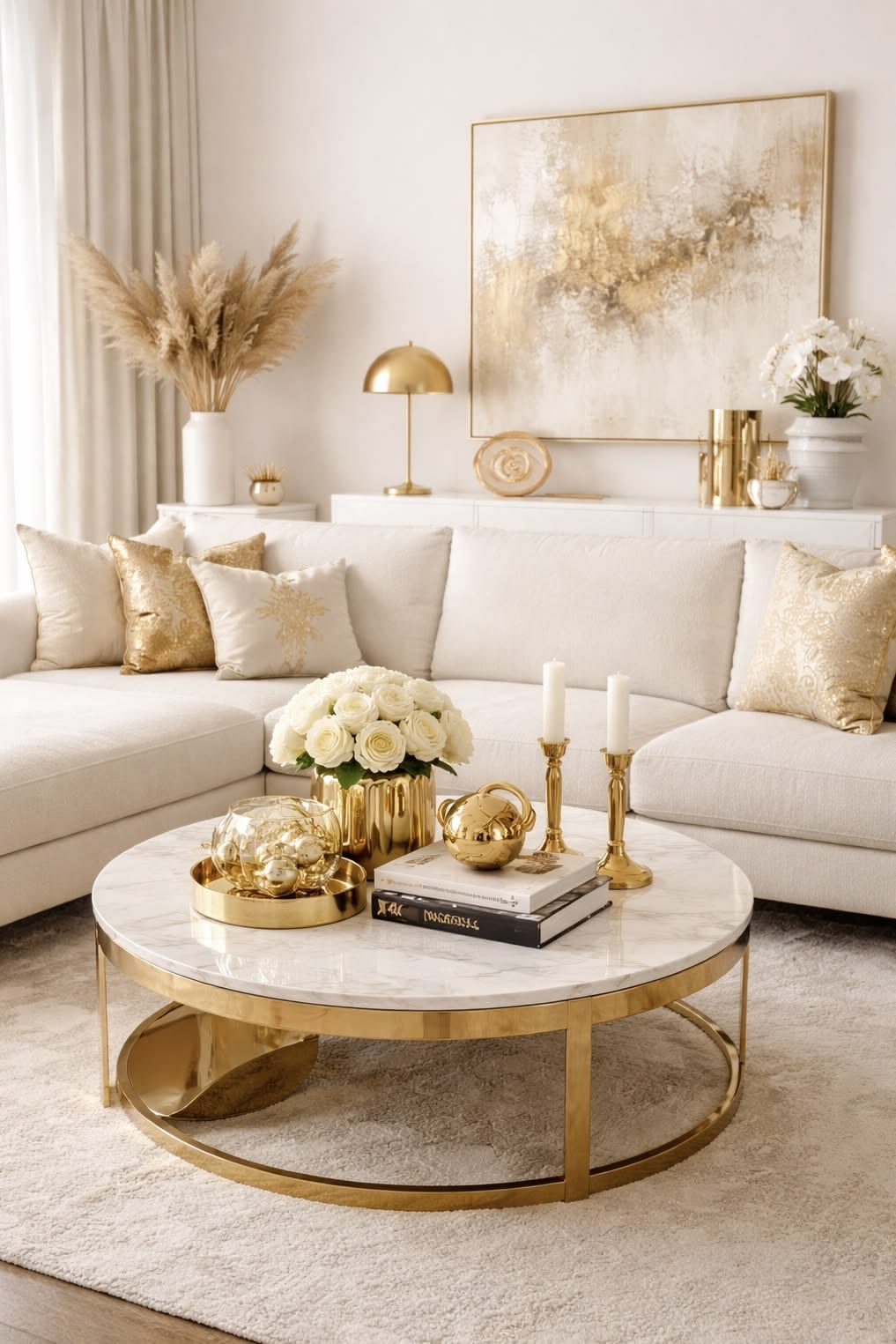 Modern Living Room With Elegant Gold Accents
