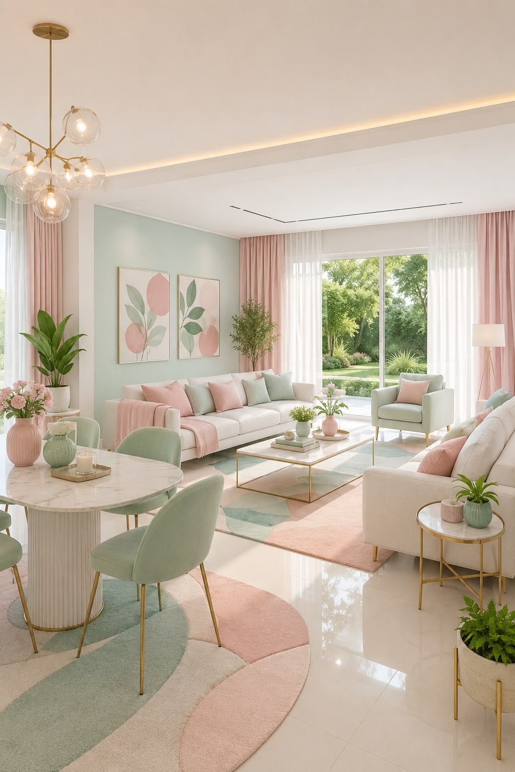 Pastel Pink &amp;amp;amp; Mint Green Living Room Decor Ideas