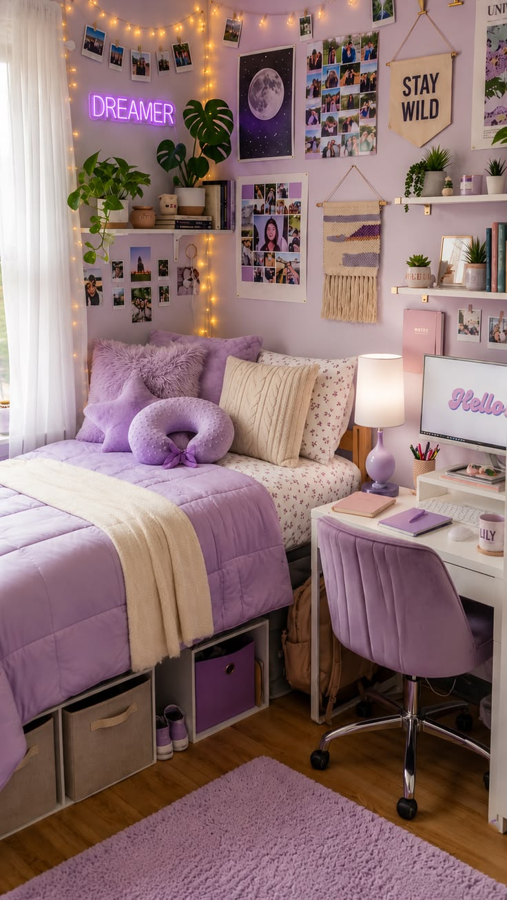 Lavender Dorm Room