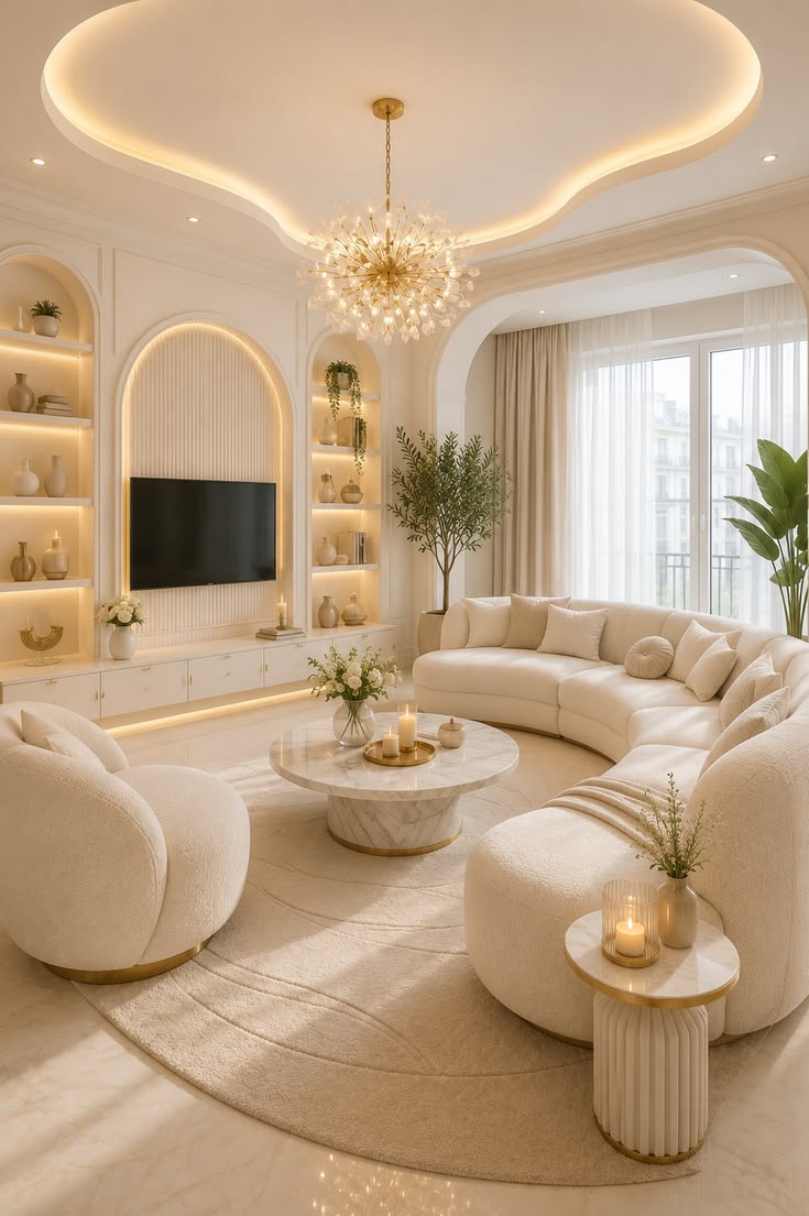 Modern Luxury White Living Room Decor Ideas
