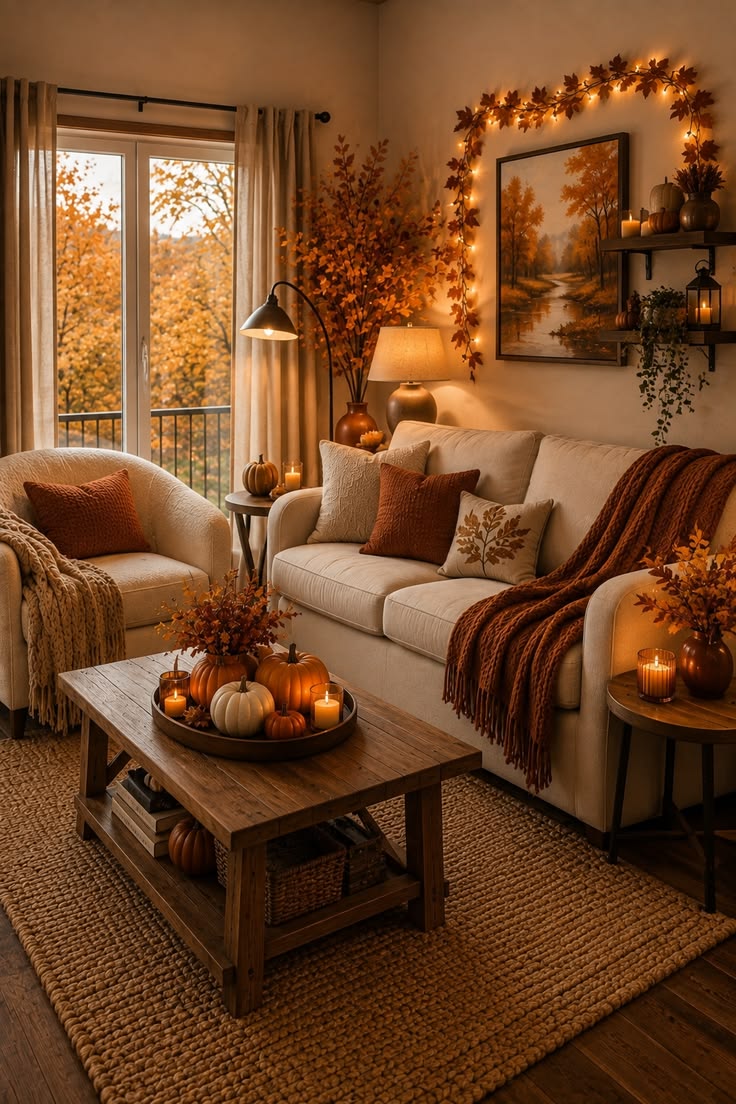 Autumn Wall Art Fairy Lights