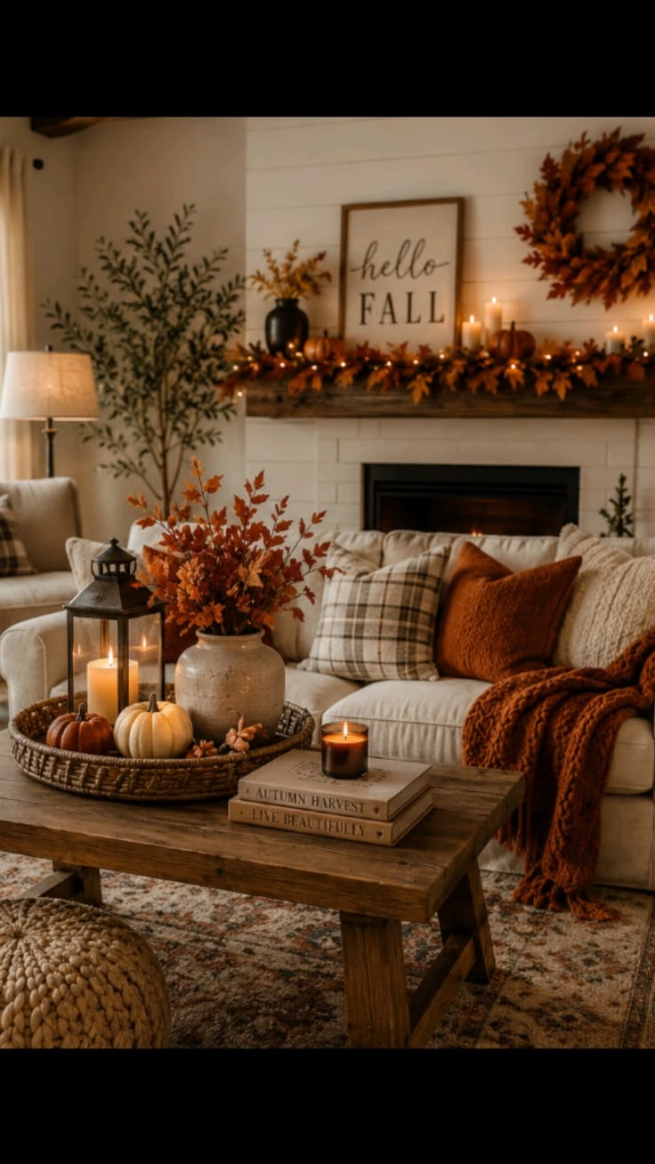 Hello Fall Mantel Foliage Garland