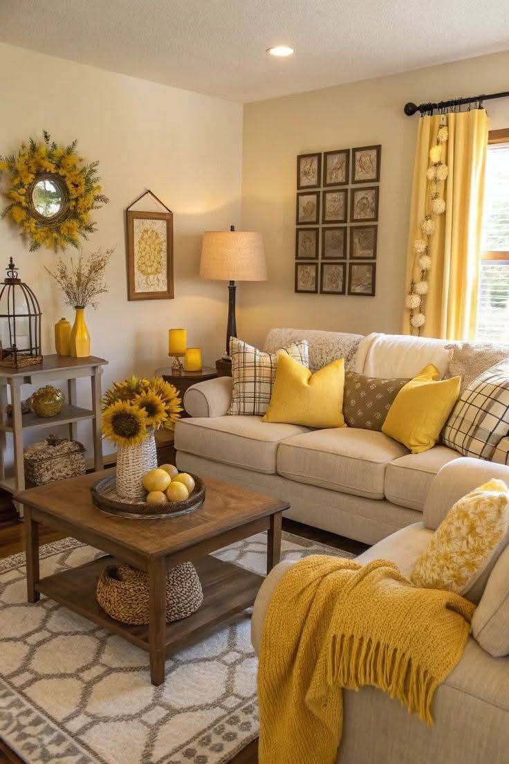Sunflower Yellow Autumn Living Room