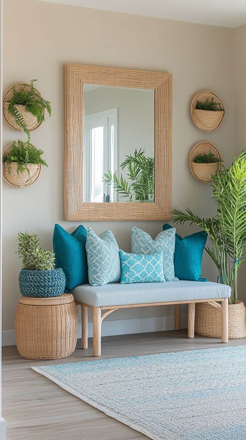 Coastal Entryway Bench Mirror