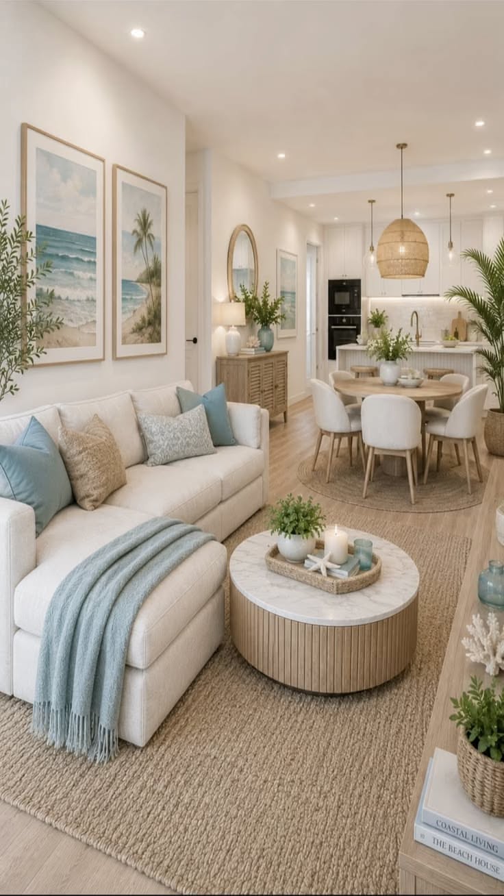Coastal Open Concept Living Dining