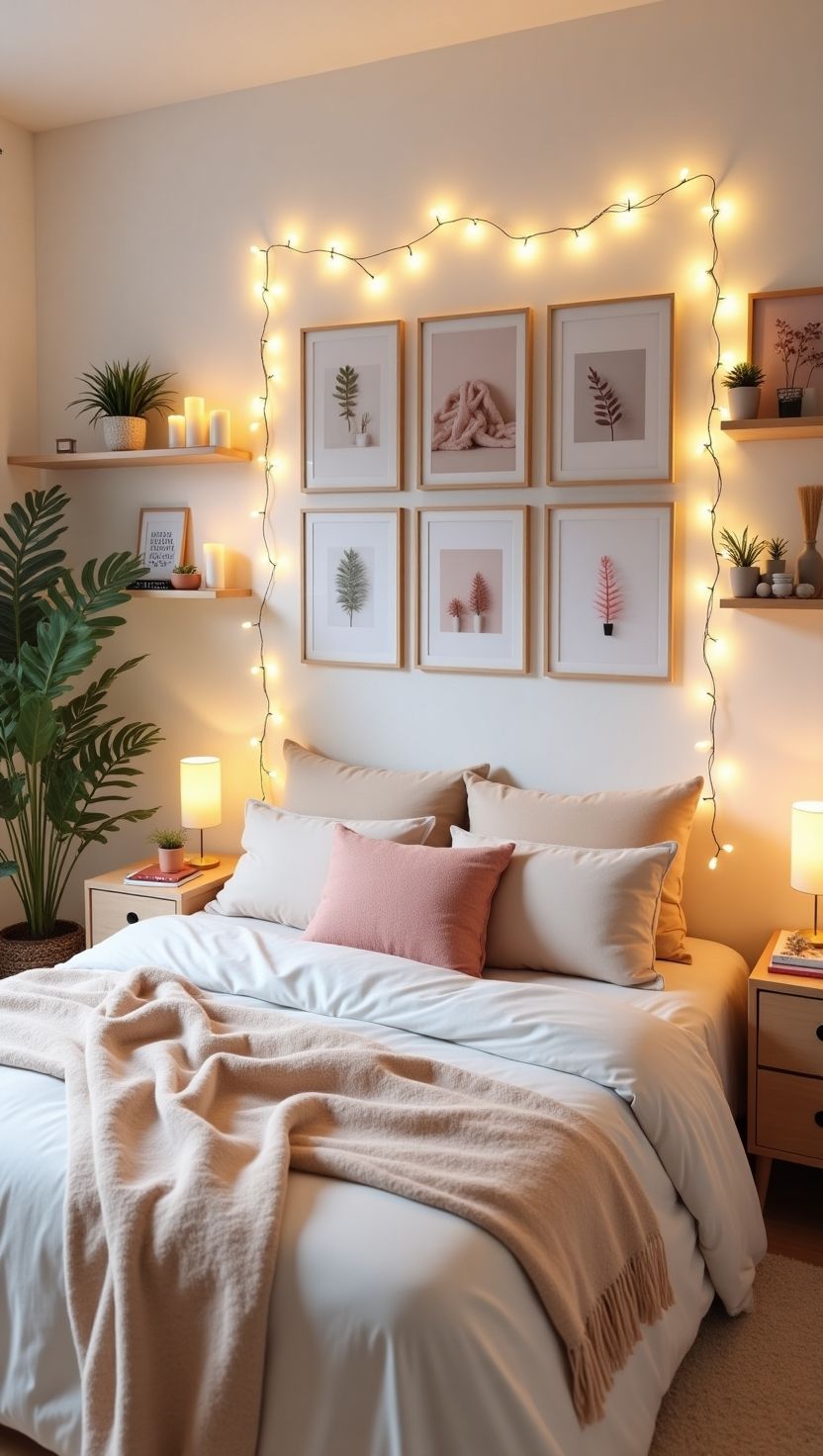 Fairy Light Headboard Gallery Bedroom