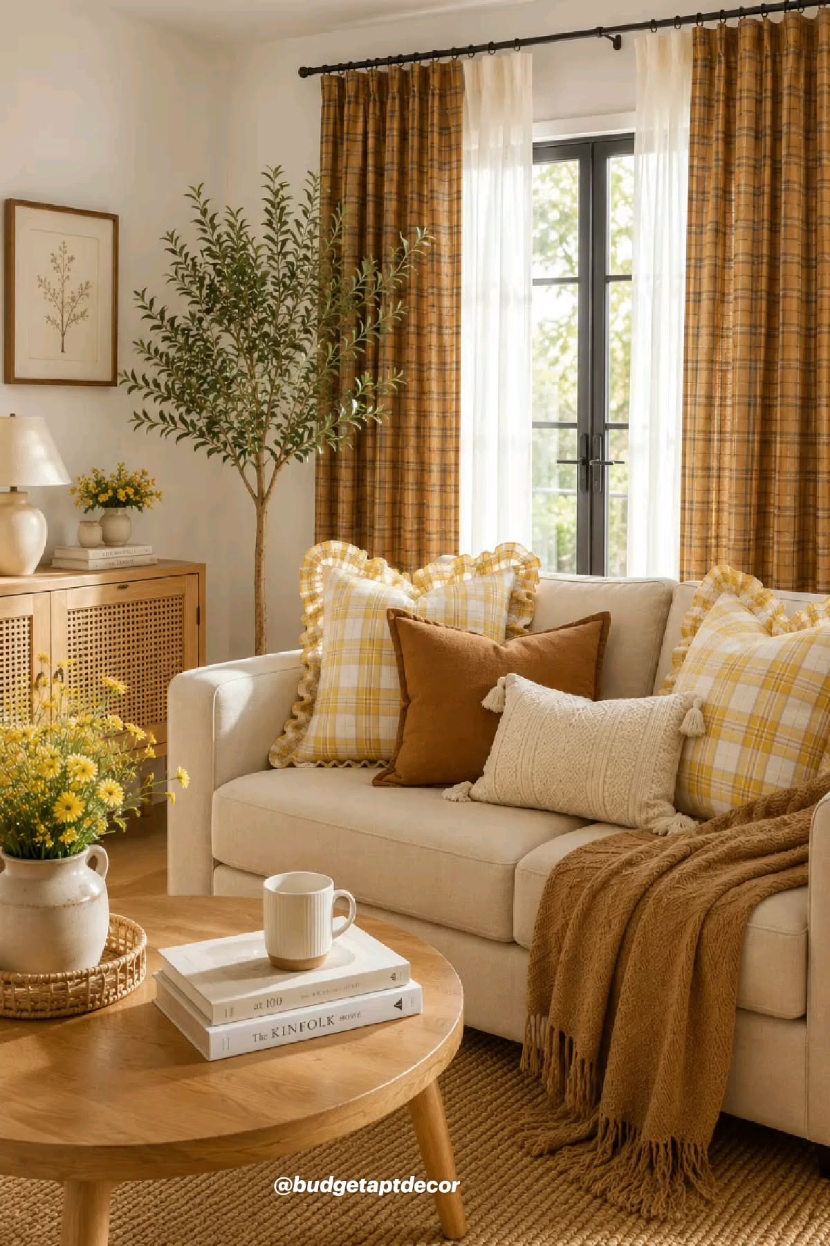 Yellow Gingham Ruffle Pillows Decor