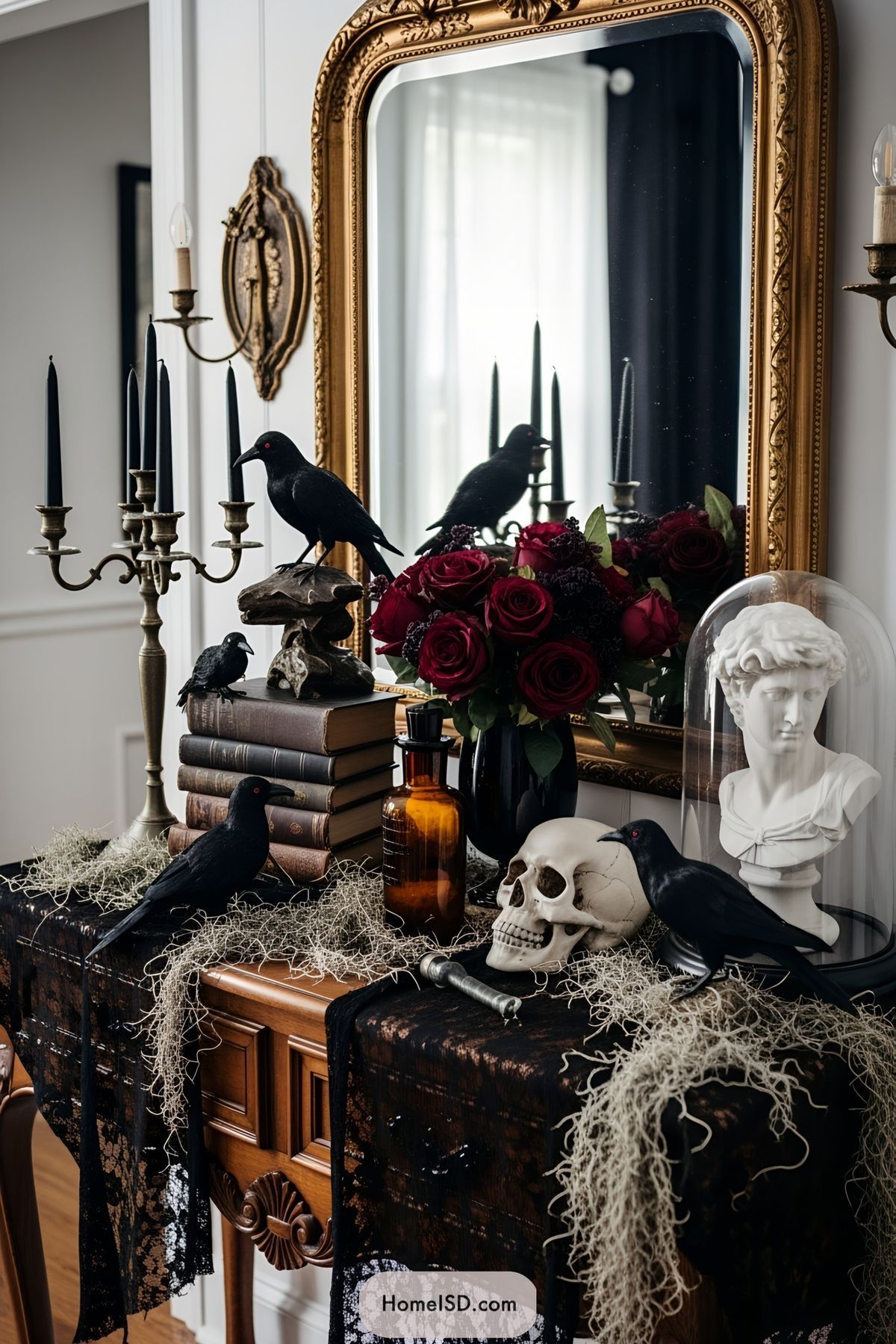 Dark Academia Gothic Console Ravens