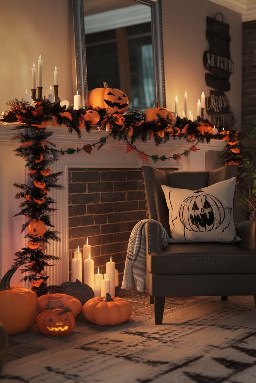 Pumpkin Garland Fireplace Armchair