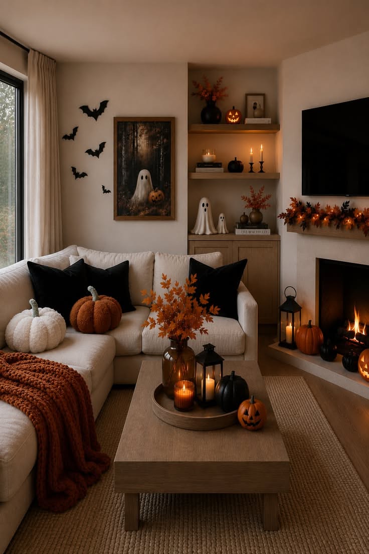 Subtle Halloween Ghost Wall Bats