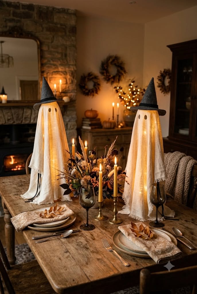 Illuminated Ghosts Dining Table Centerpiece