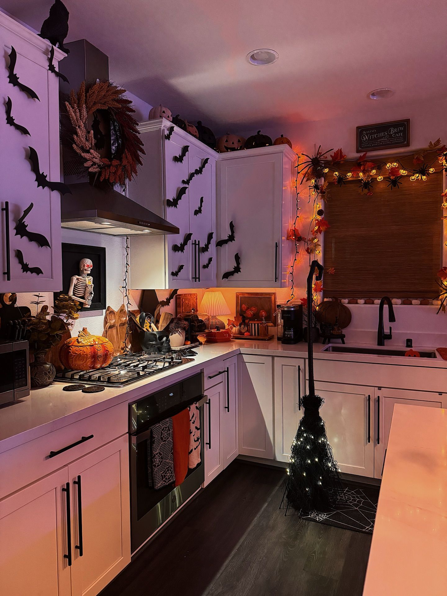 Halloween Kitchen Bats Witch Broom