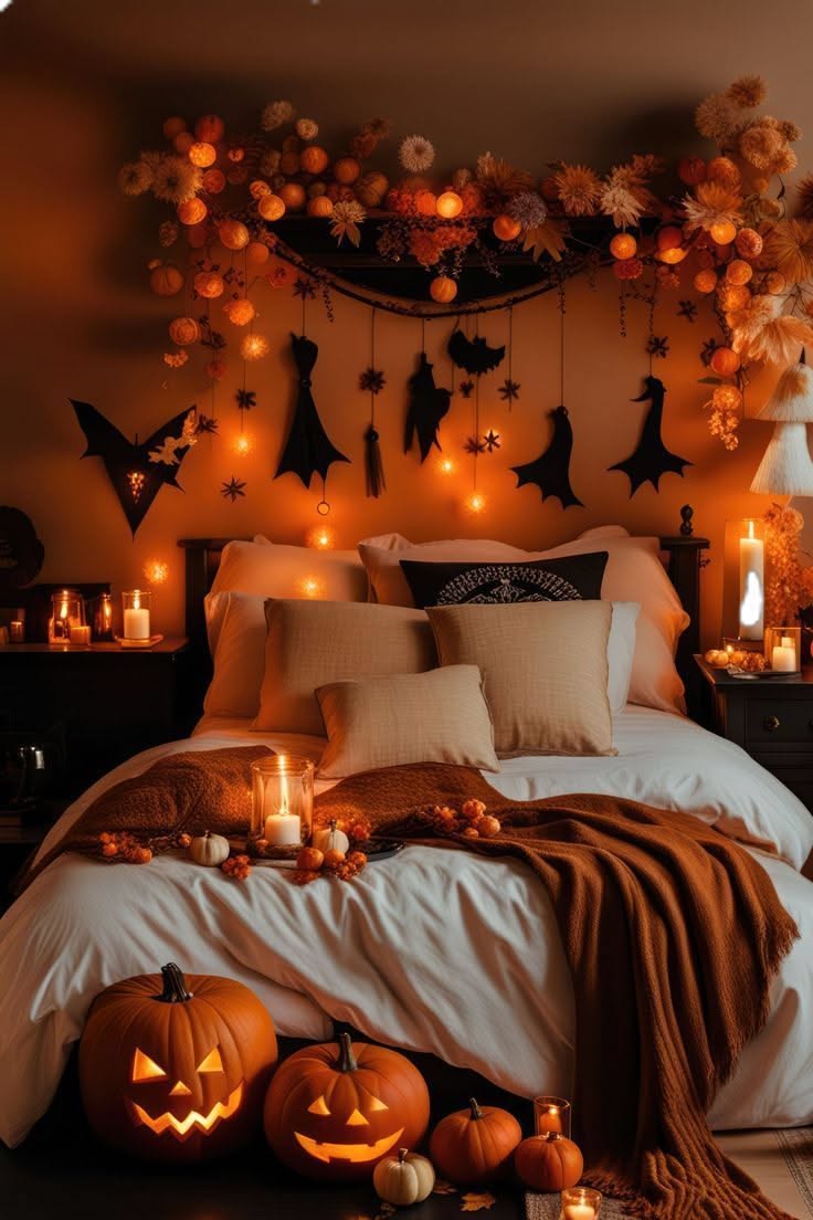 Hanging Bats Witch Silhouette Bedroom