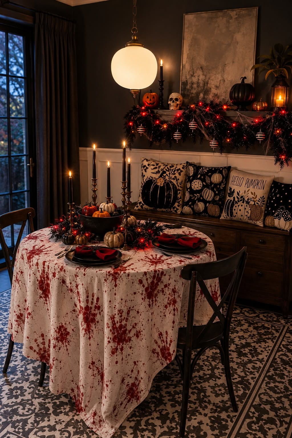 Bloody Handprint Tablecloth Dining