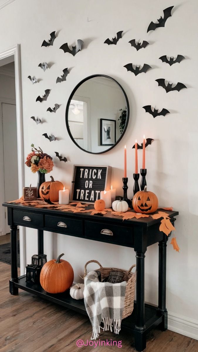 Entryway Table Bats Trick Or Treat