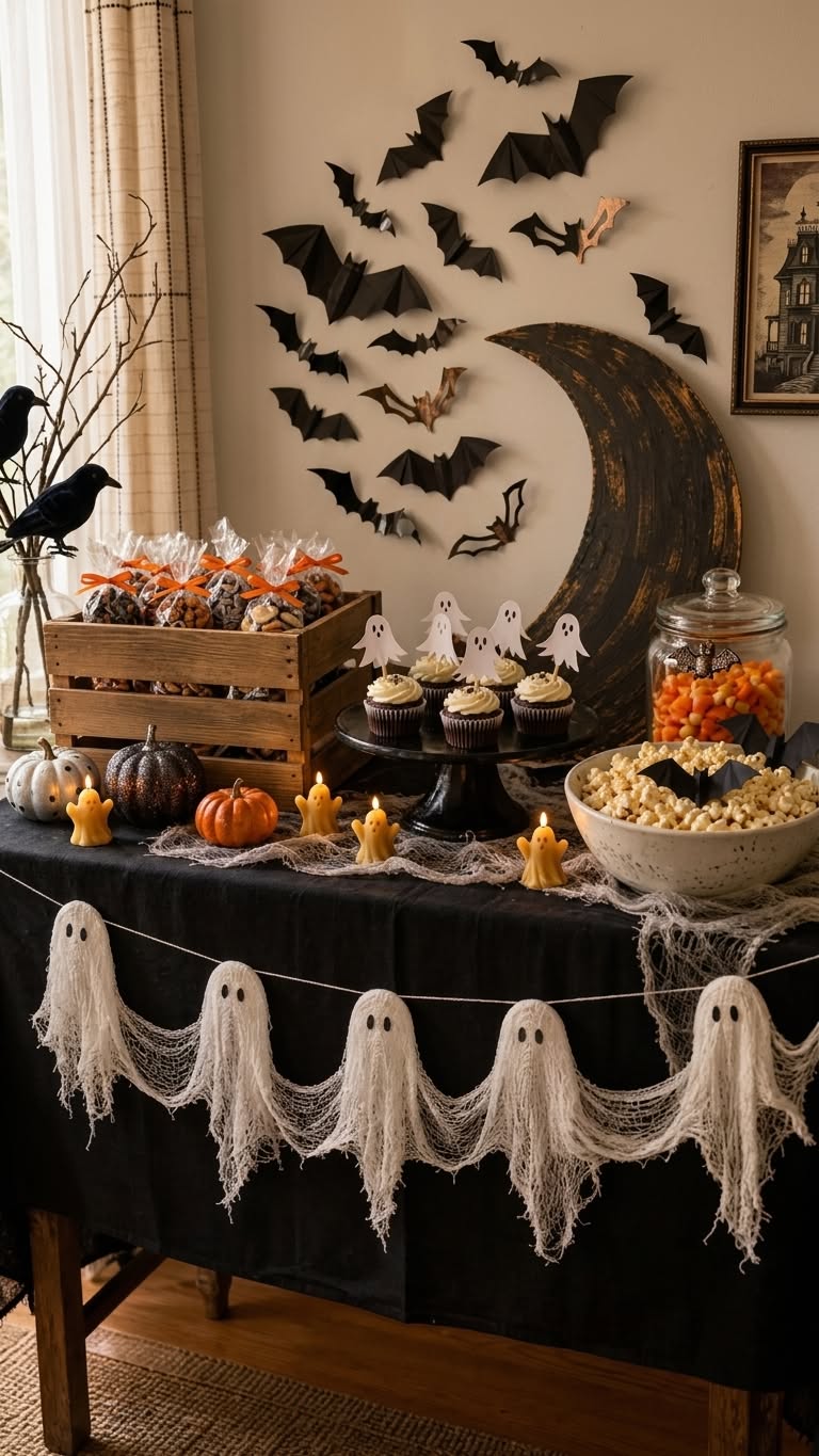 Ghost Garland Halloween Treat Table