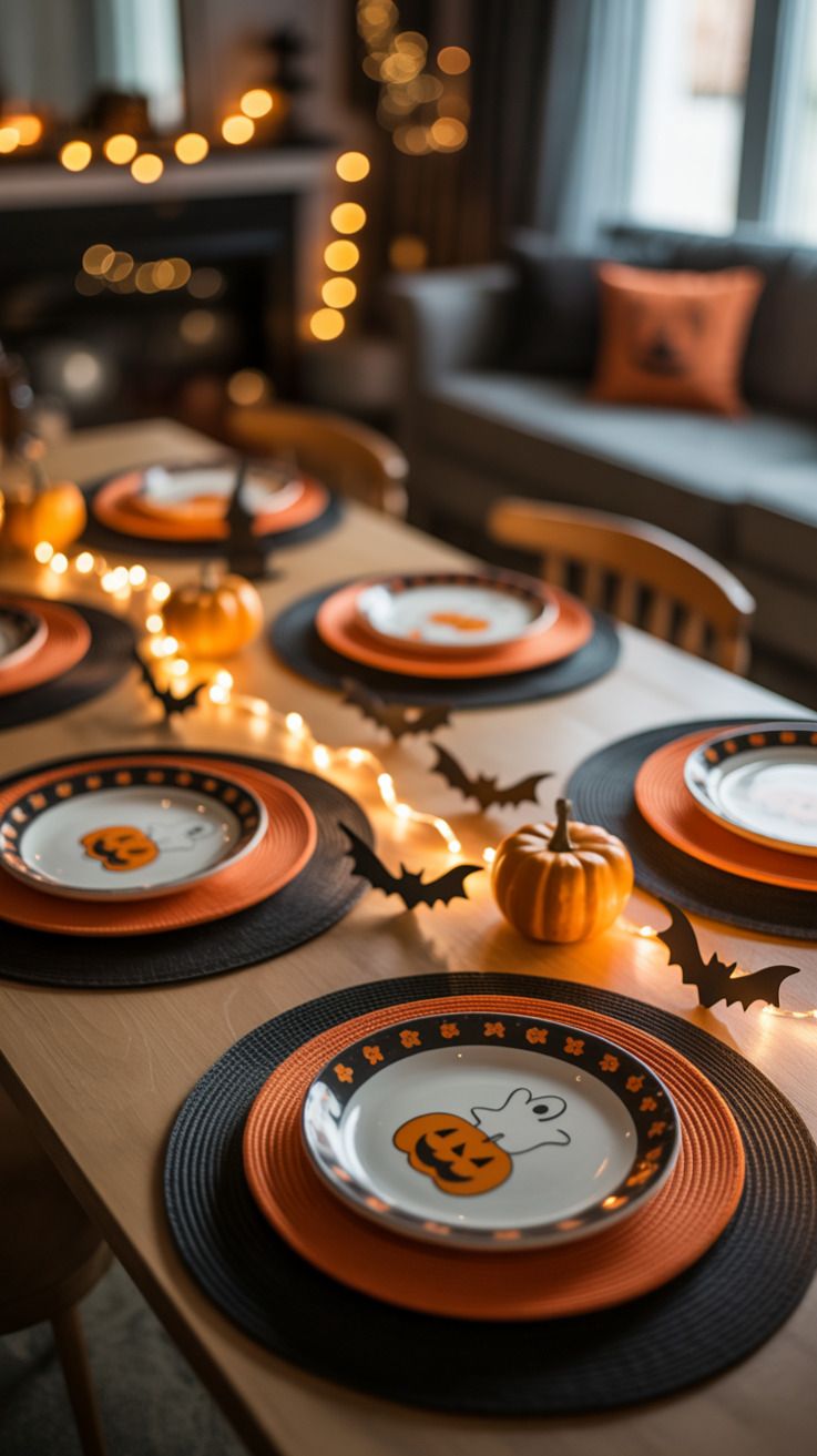 Ghost Plate Fairy Lights Tablescape