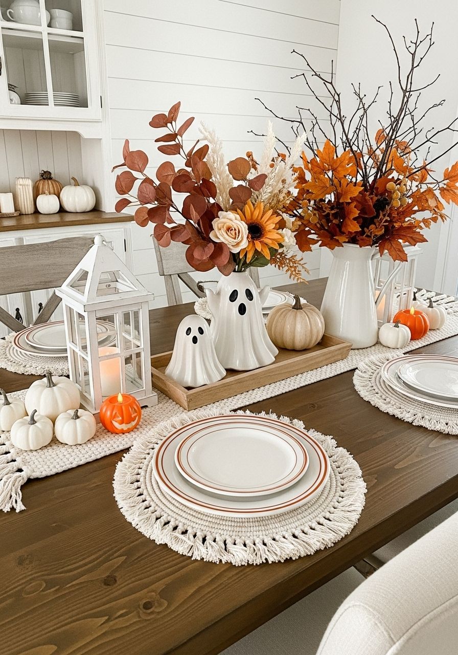 Ghost Vases Fall Dining Tablescape