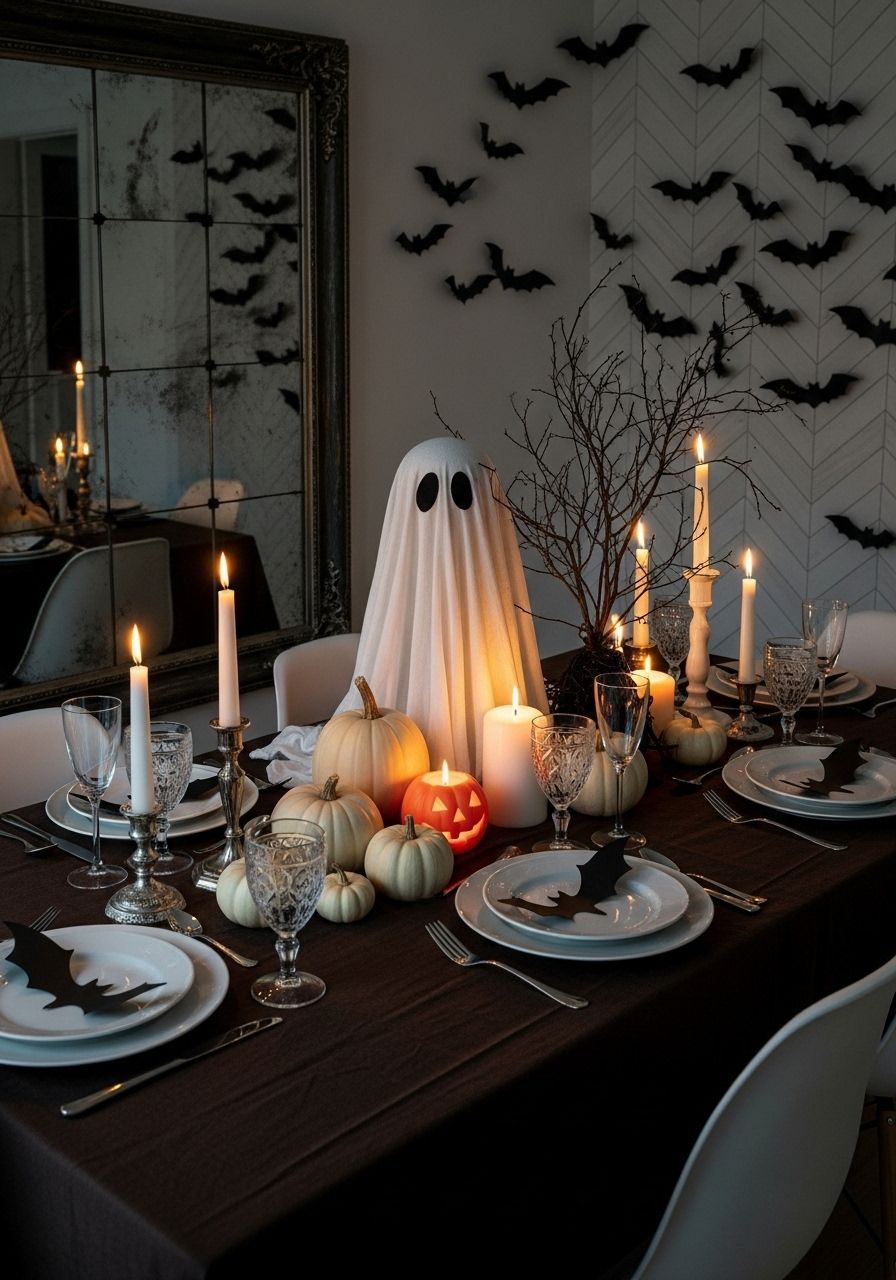 Glowing Ghost Centerpiece Tablescape