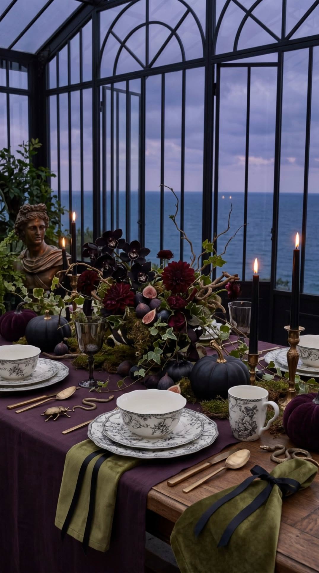 Moody Gothic Conservatory Tablescape