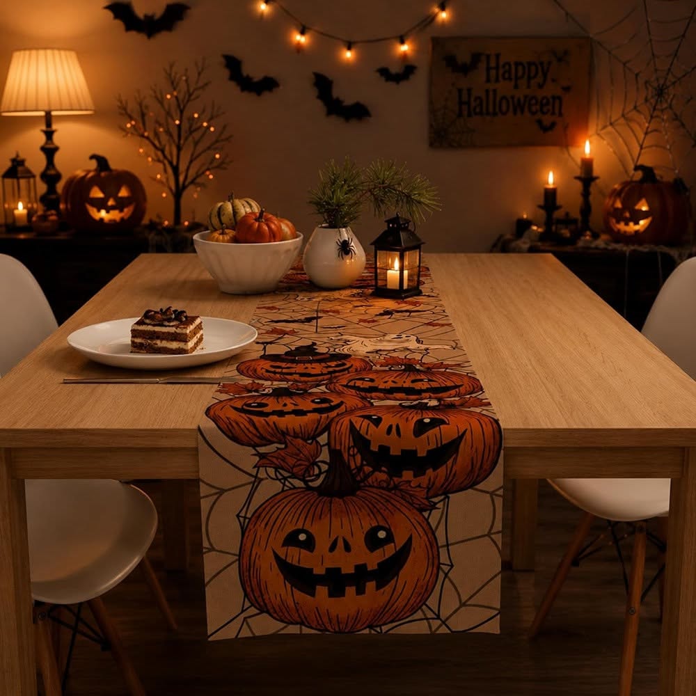 Pumpkin Illustration Runner Dining Table