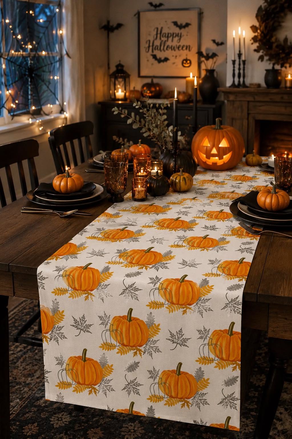 Pumpkin Pattern Runner Dining Table