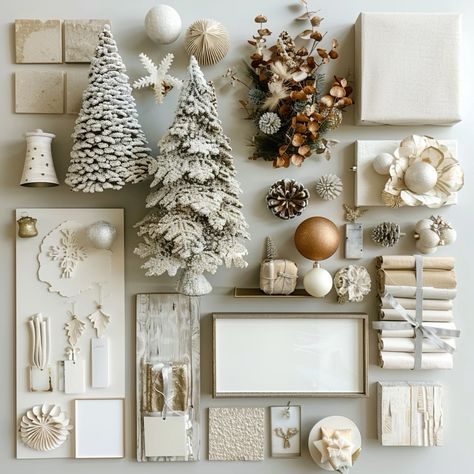 Clean scandinavian dining table setup with brass candelabras and pine branches for christmas decorating trends.