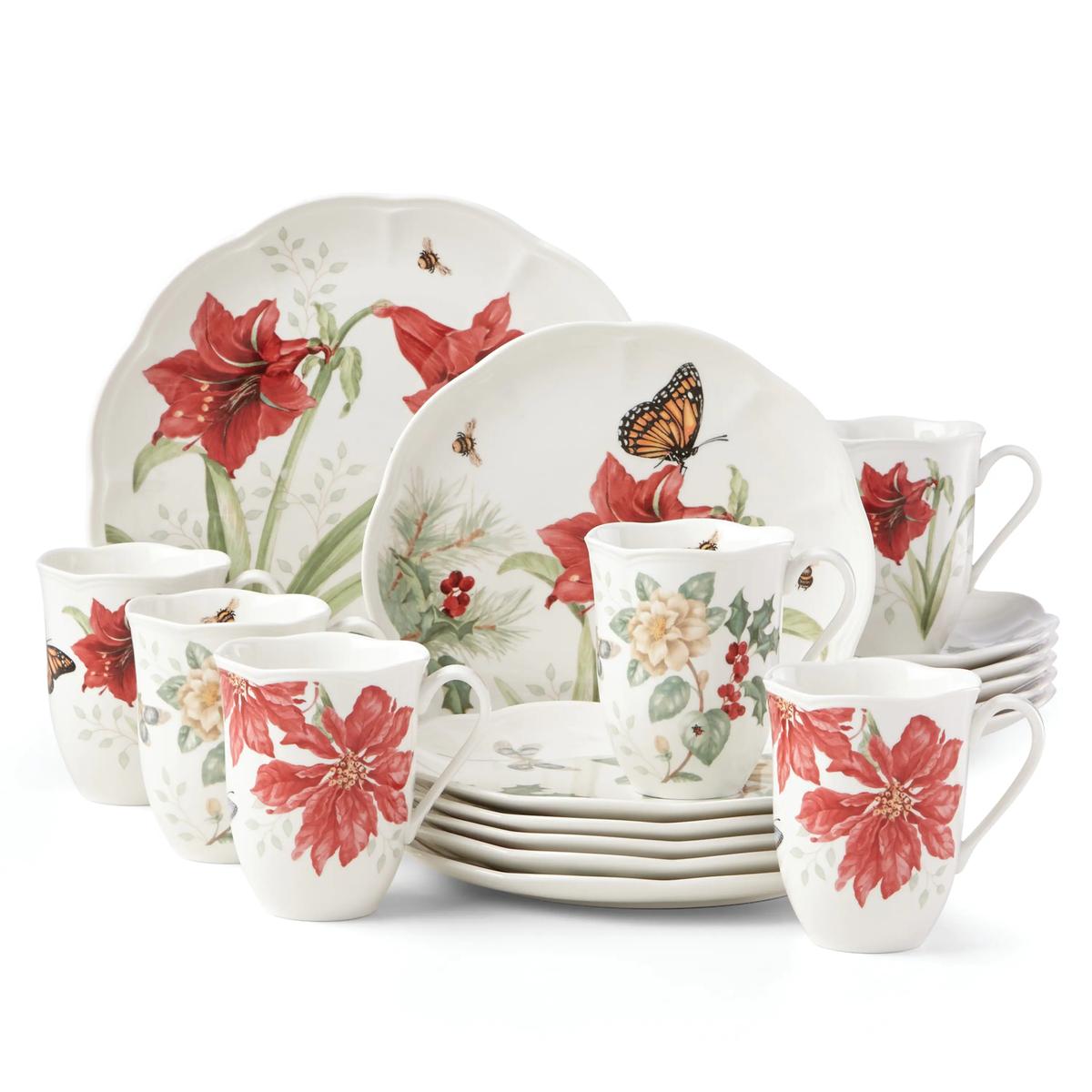 Festive christmas china pattern featuring a bold red and green tartan plaid design.
