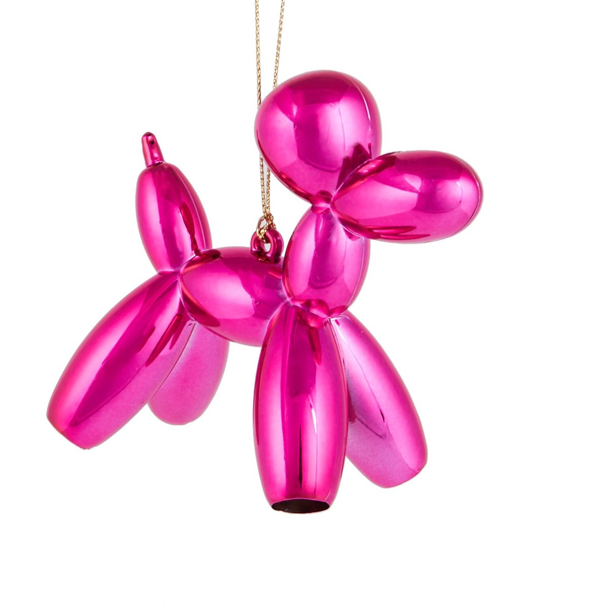 Contemporary living room Christmas tree featuring vivid cobalt blue glass balloon dog ornament with warm lights.