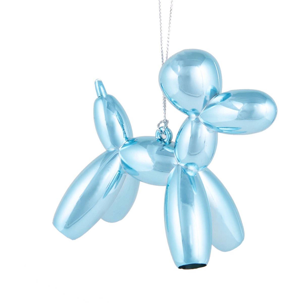 Minimalist scandinavian tree featuring a frosted opaline white balloon dachshund ornament and wooden beads.