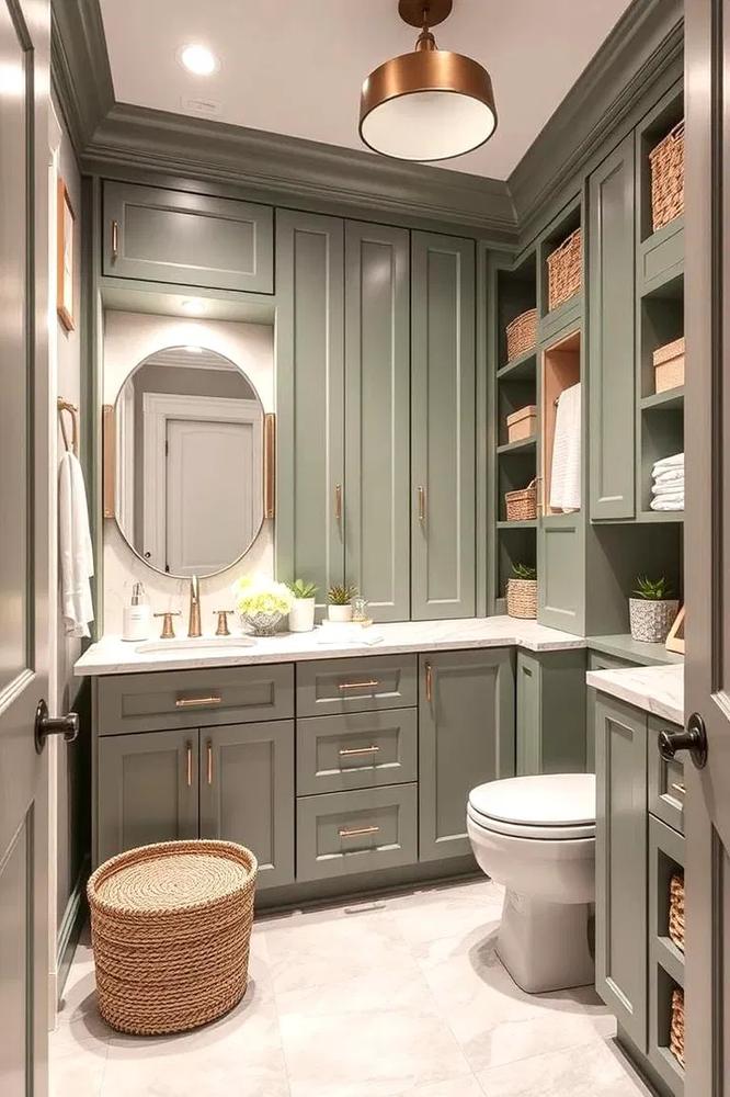 Bathroom with a large overhead skylight, showering the space in bright, natural light.