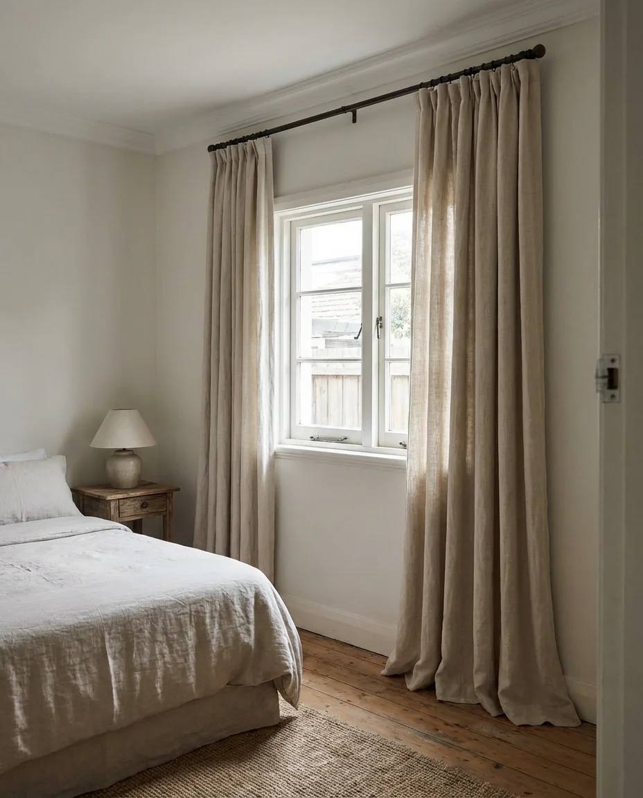 Bedroom curtain ideas with wall-to-wall drapes for a completely enclosed, cozy atmosphere.