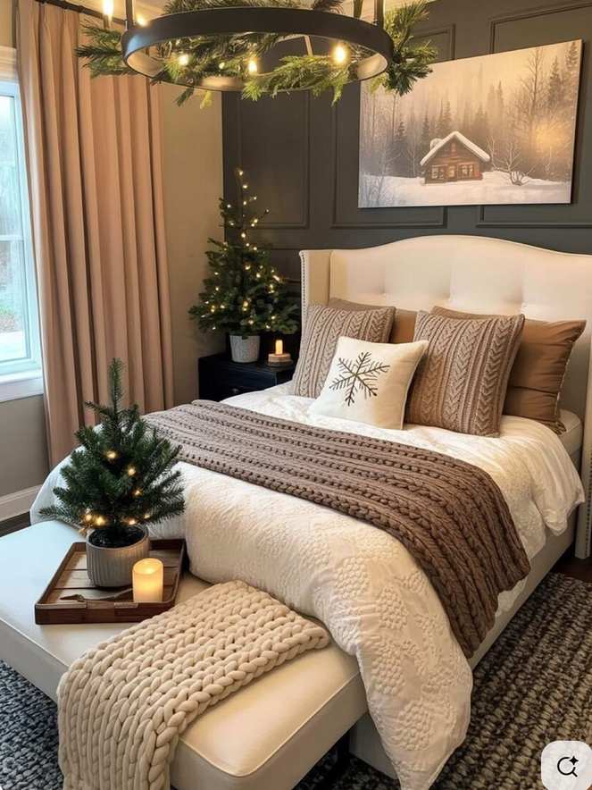 Japandi bedroom with oat-colored walls, light oak furniture, and neutral bedding