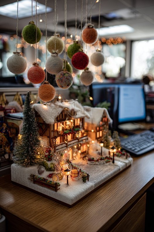 A sleek black metal stand holding numbered cards counting down to Christmas on a desk corner.