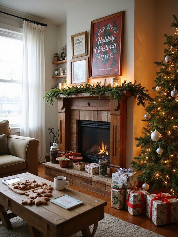 A Christmas tree decorated with pinecones, woodland creature ornaments, and buffalo check ribbon.