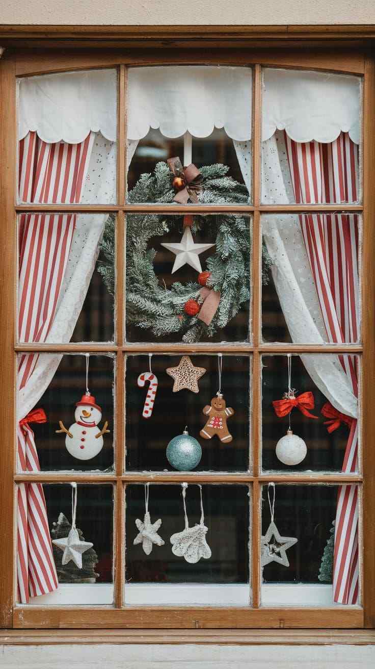 A room decorated with velvet ribbons tied on candle holders, wreaths, and furniture handles.