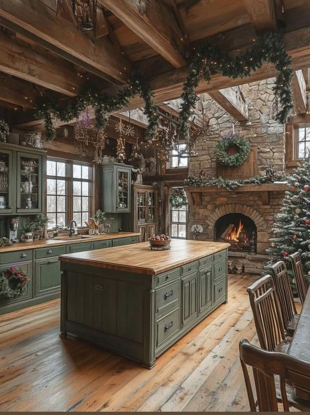 Kitchen with charcoal cabinets, clear glass bead handles, soft white lighting, elegant holiday sparkle