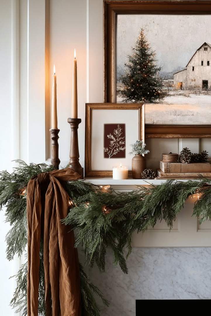 Dining nook with a table, chairs, and subtle holiday decor.