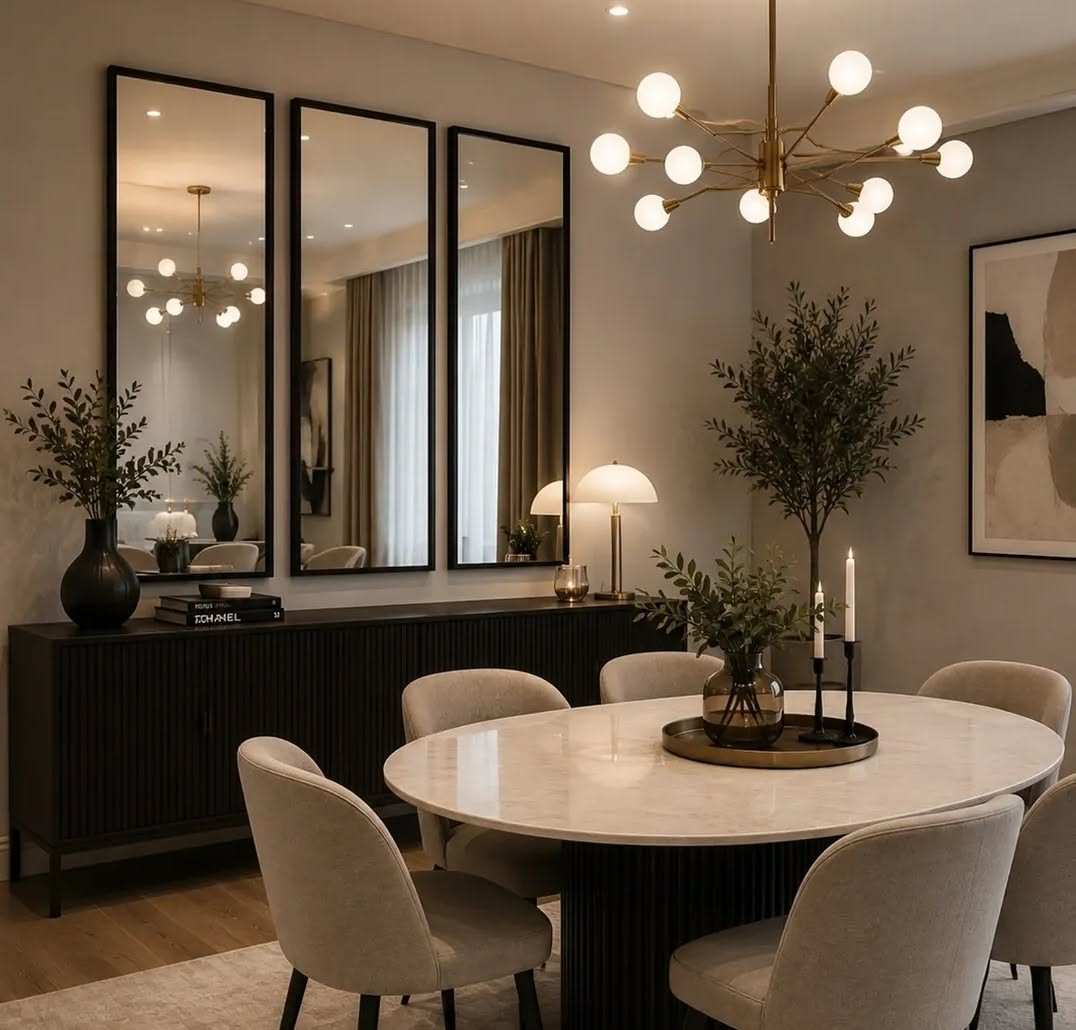 Luxe dining room with modern luxury finishes