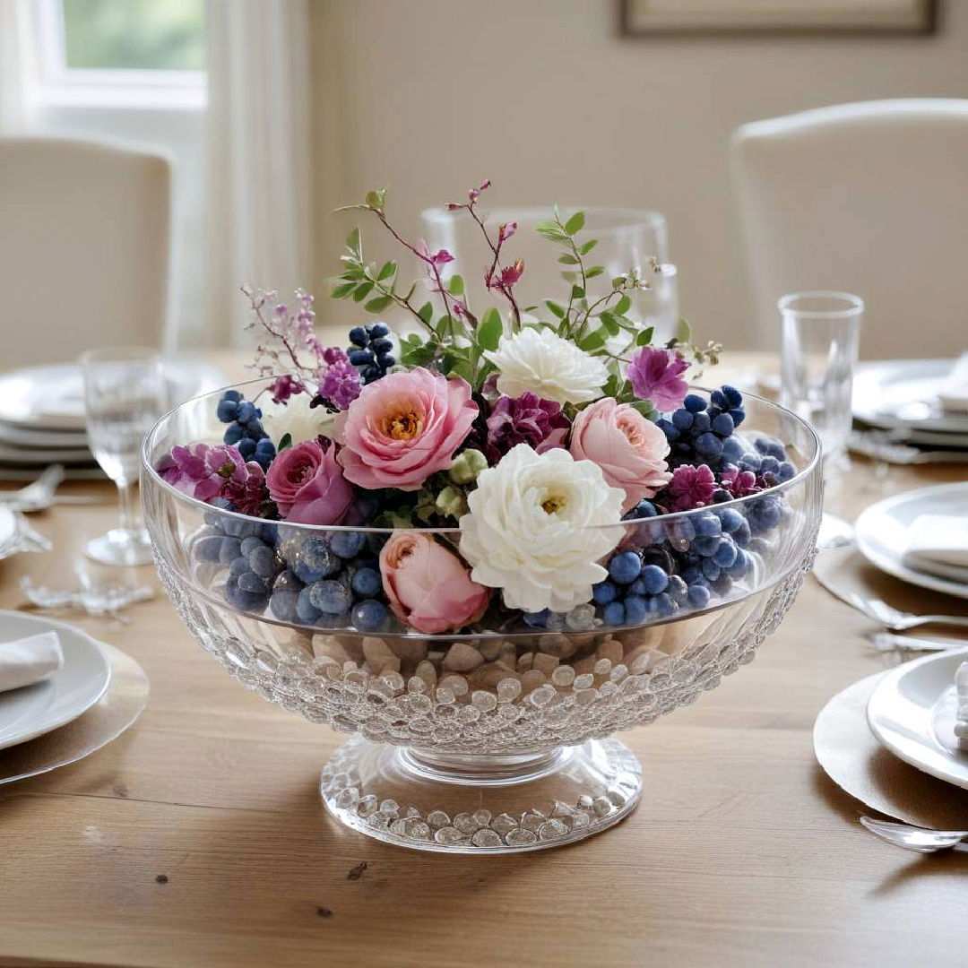 A rattan-inspired table setting with macrame runners and dried pampas grass.