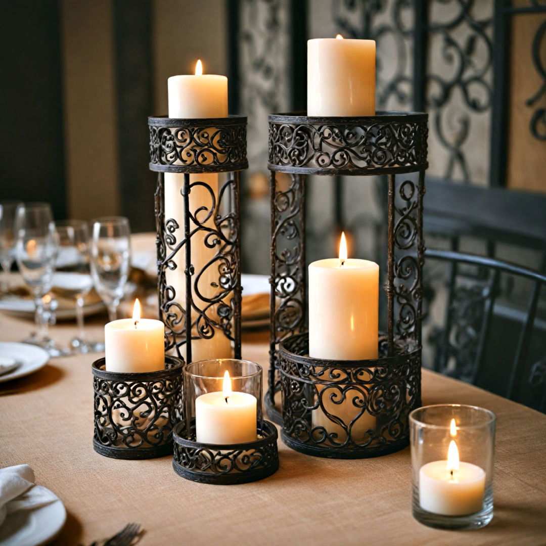 A raw-edge wood table featuring stone vases and linen textures.