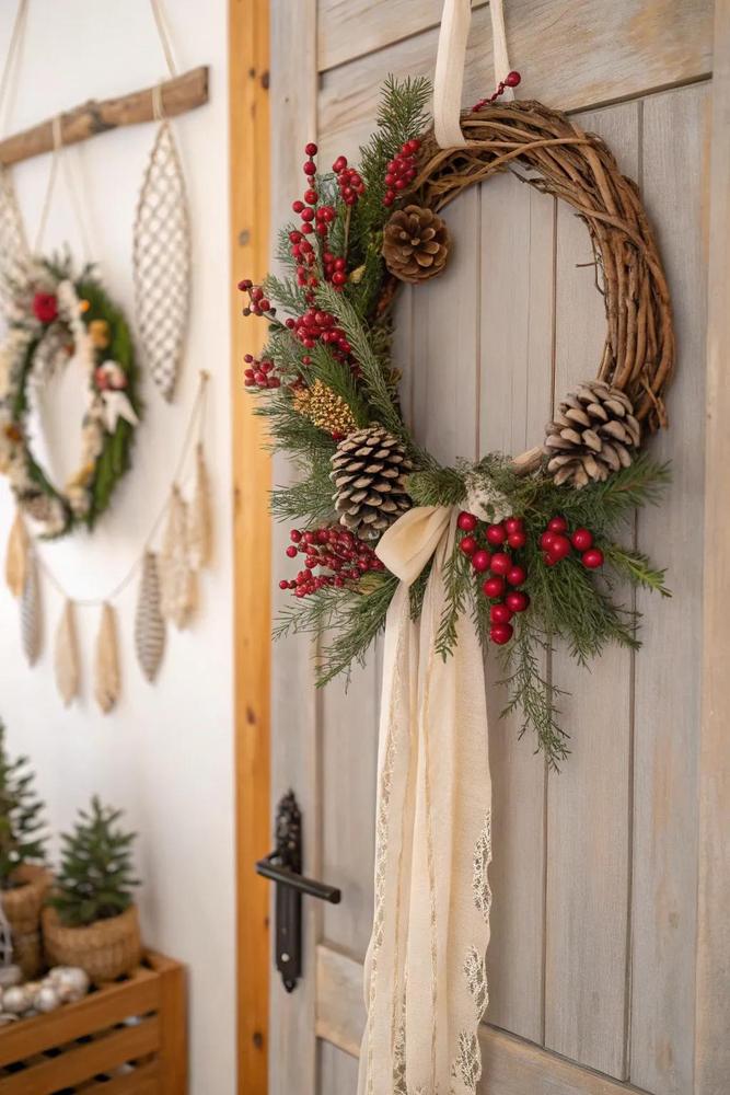 40 Boho Chic Christmas Wreaths for Bohemian Decor