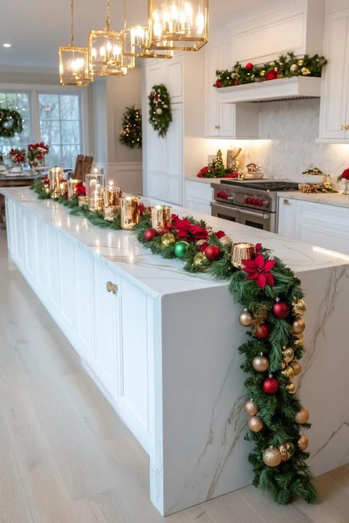 Kitchen rack with hanging festive aprons, eucalyptus, wood walls, rustic kitchen design.