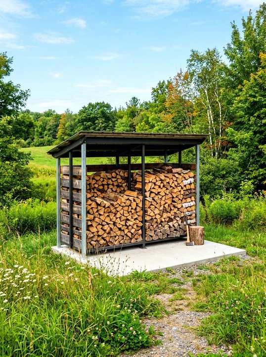 Ultra-modern living room with tall glass-enclosed floor-to-ceiling firewood tower.