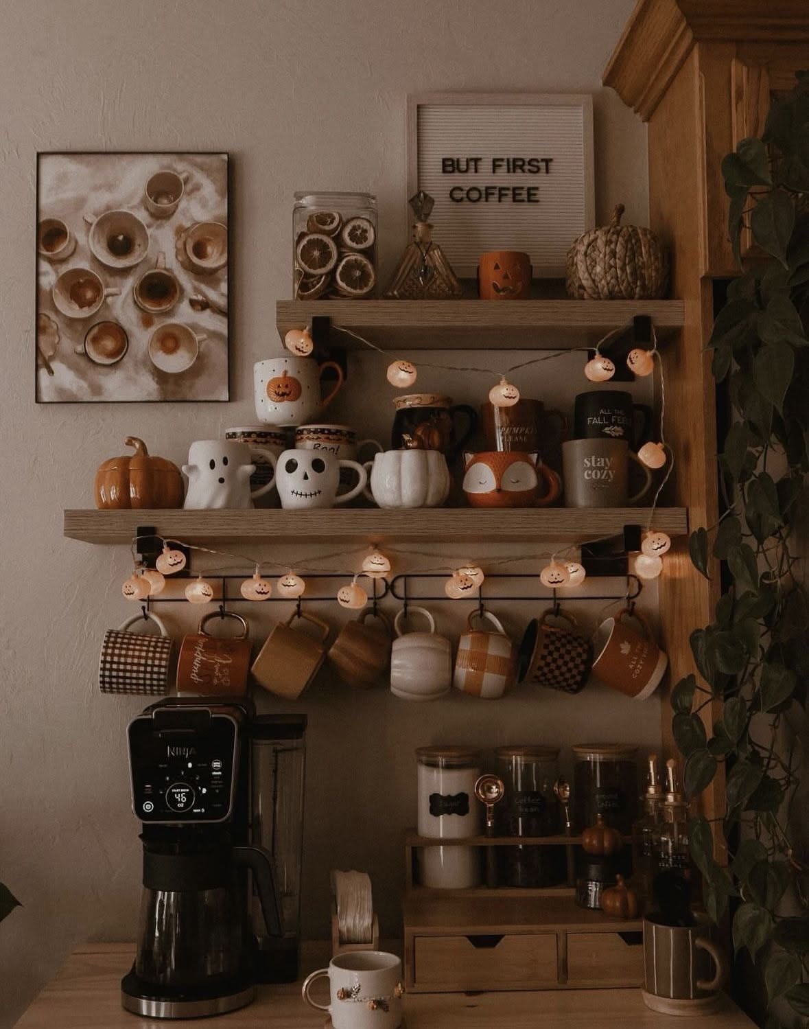 Illuminated Pumpkin Fairy Light Coffee Hub