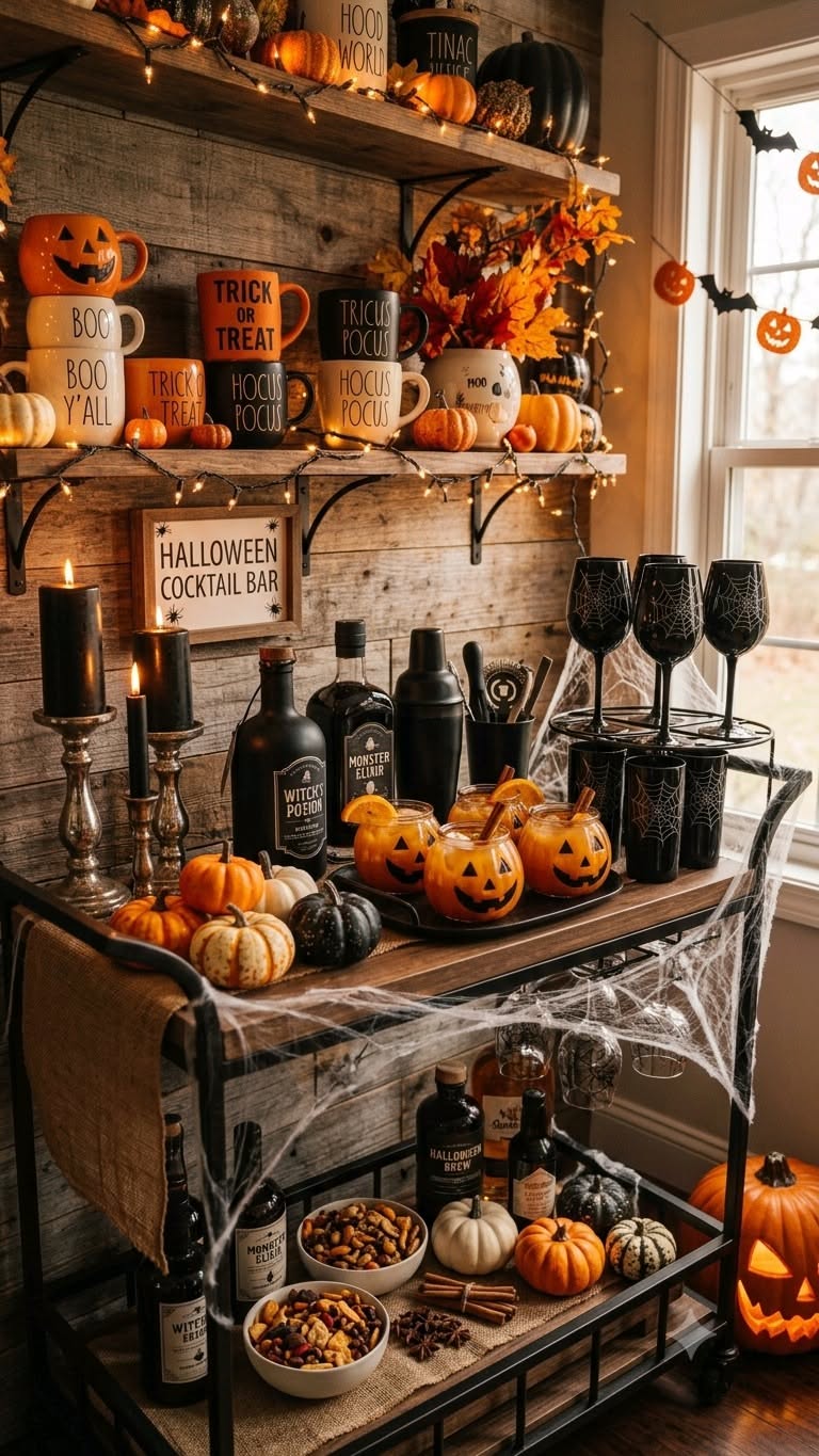 Tiered Spooky Halloween Bar Cart