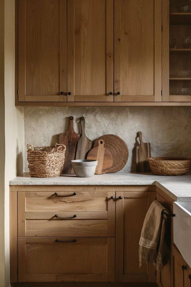 Bold navy blue kitchen cabinet ideas with marble island and brass fixtures