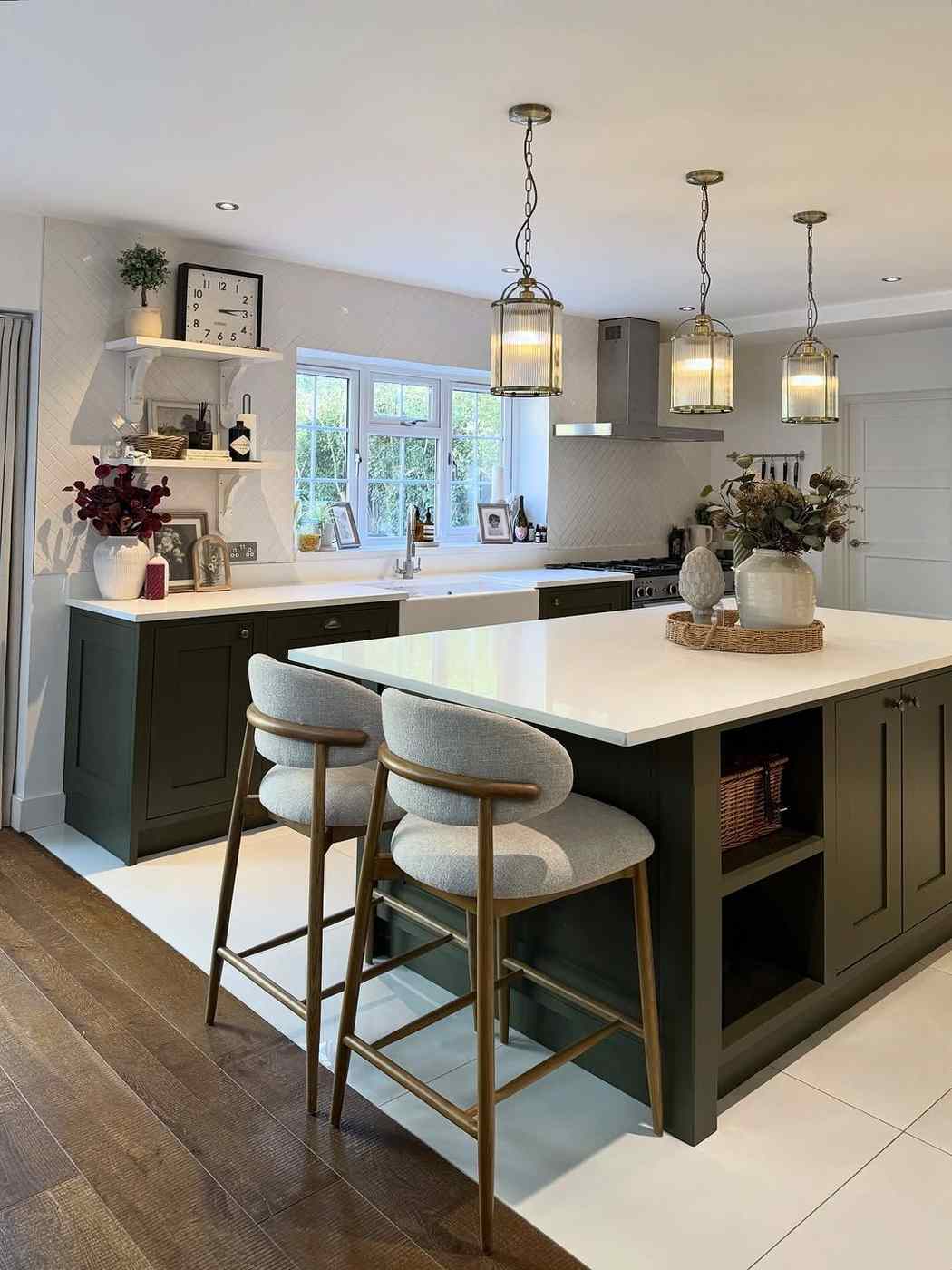 A rustic kitchen island featuring reclaimed wood siding and a thick natural stone countertop.