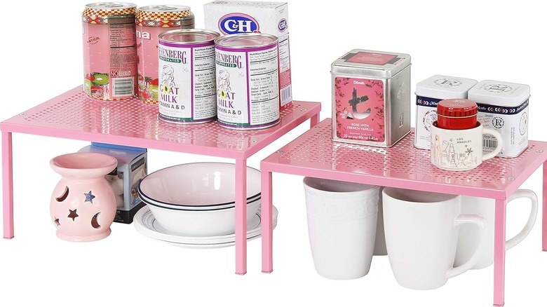 Pantry organization ideas featuring a slim, wall-mounted spice rack on the inside of a pantry door.